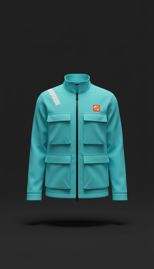 Electric cyan utility jacket