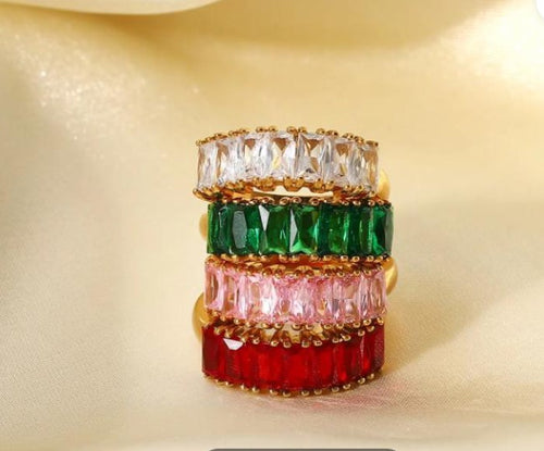 INS Net Red Fashion Jewelry 18K Gold Plated Half Circle Rectangle Zircon Knuckle Female Rings