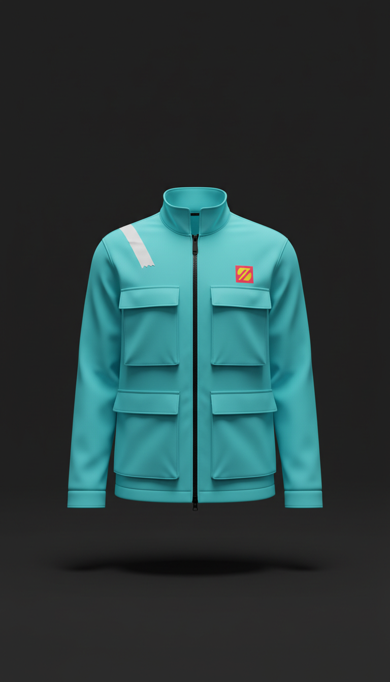 Electric cyan utility jacket
