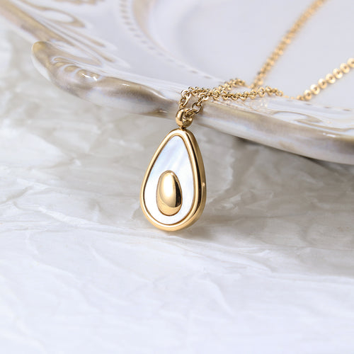 Stainless Steel 18k Gold Plated Luxury Jewelry Stainless Steel Personalized Cow Oil Fruit Egg Shape Necklace for Mom